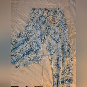 NWT Blue and White Patterned Wide Leg Pants
